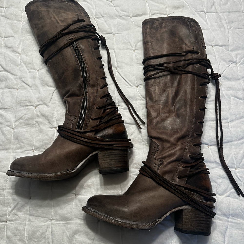 Freebird Coal Leather Knee-High Boots size 8